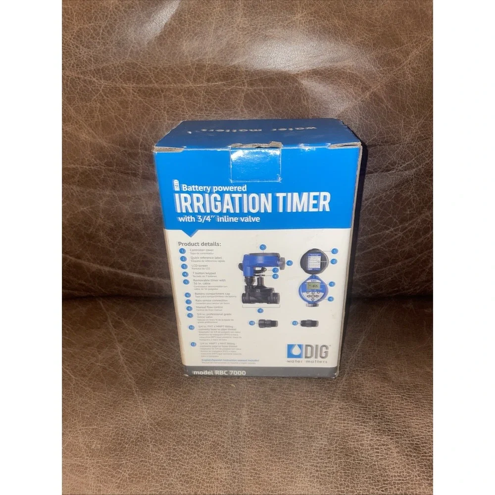 Dig RBC 7000 Battery Powered Irrigation Timer with 3/4 inch Inline Valve